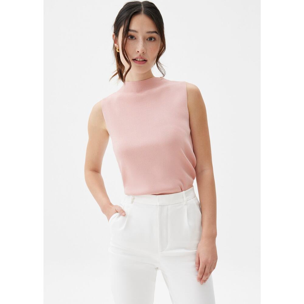 Love Bonito Robin High Neck Knit Top Sakura Pink - M